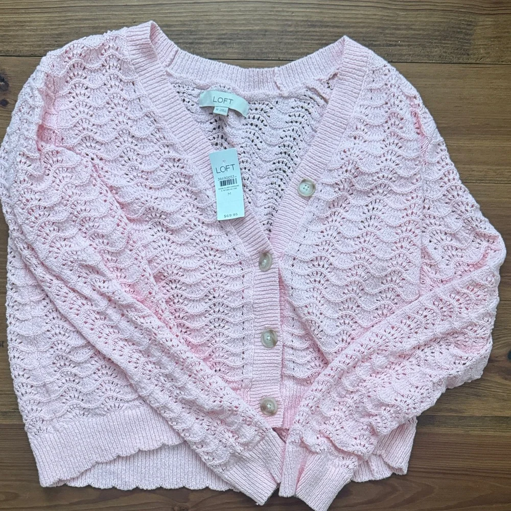 NEW LOFT Light Pink Cardigan - Picture 1 of 2